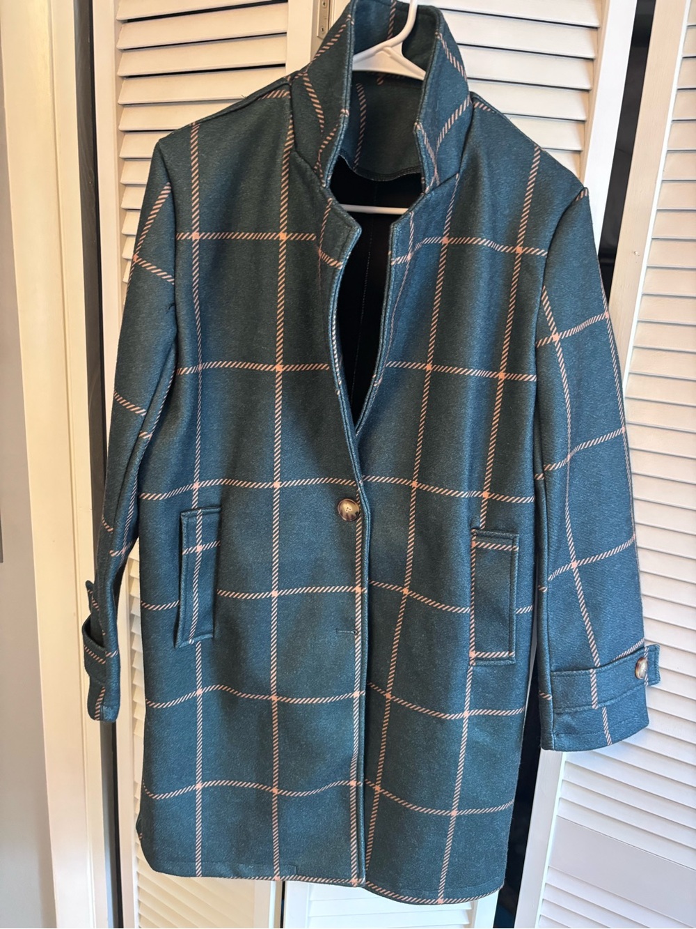 Womens Green and gold Windowpane plaid Coat